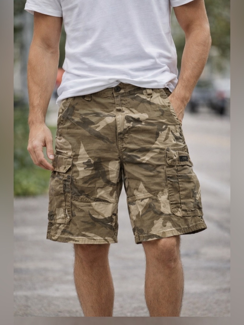 Wrangler Camo Cargo Shorts Mens 32 34 Relaxed Fit Utility Summer